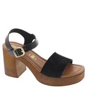 Seychelles Manila Sandal Wooden Finish Leather Black Ankle Strap Made in Italy 7